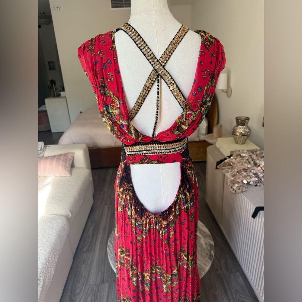 Free People New Romantics ethereal boho goddess Red Max Dress open back - Picture 1 of 9